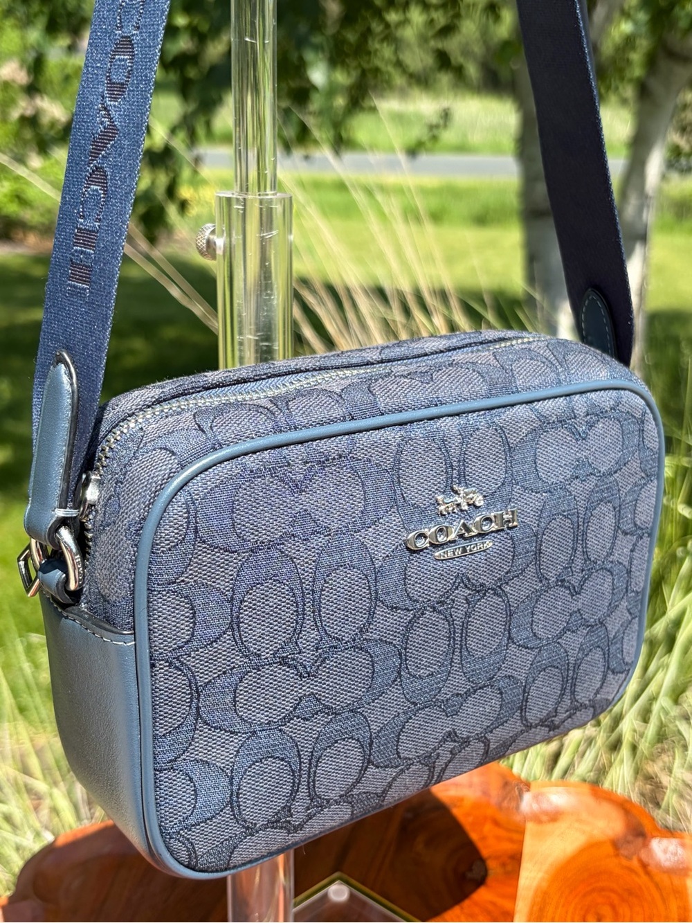 Coach Mini Jamie Denim Signature Jacquard Camera Crossbody Bag CT861 EUC - Picture 14 of 17